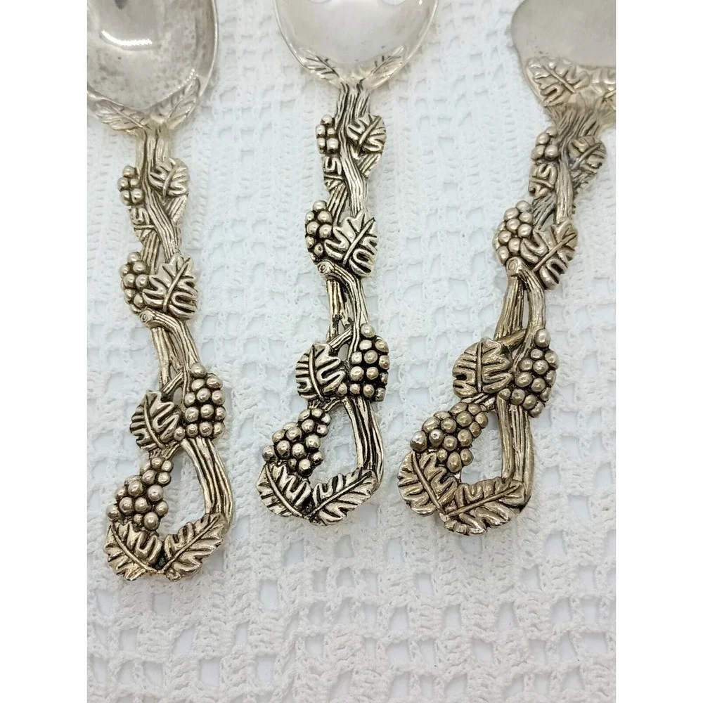 Godinger Silver Art Co. Ornate Grapevine Design Salad & Cake Three Piece Service